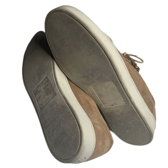 Giuseppe Zanotti Men's Suede Leather Zip Detail Low Top Sneakers Tan Size 12 - Picture 7 of 8